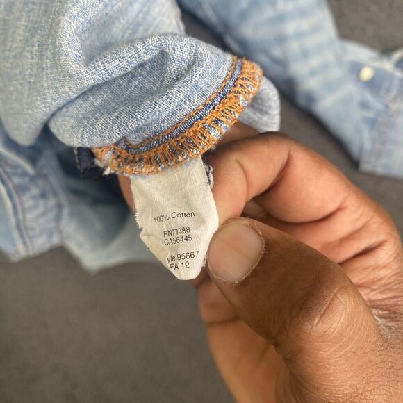 J Crew Shirt Womens 2 Blue Selvedge Pearl Snap Western Cowgirl Denim - Picture 10 of 13